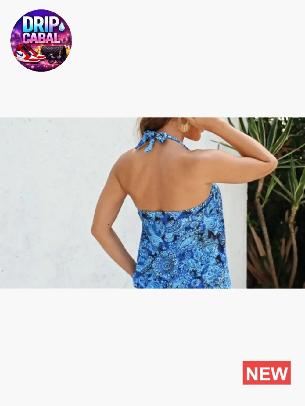 Women's 2 Piece Tankini Set with Shorts Halter Bandeau Blouson Top Boyshorts